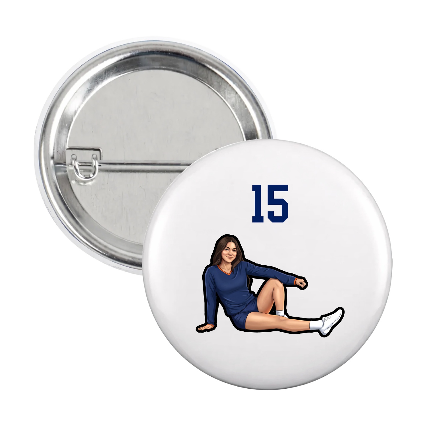 Game Day Button — Number Top in White