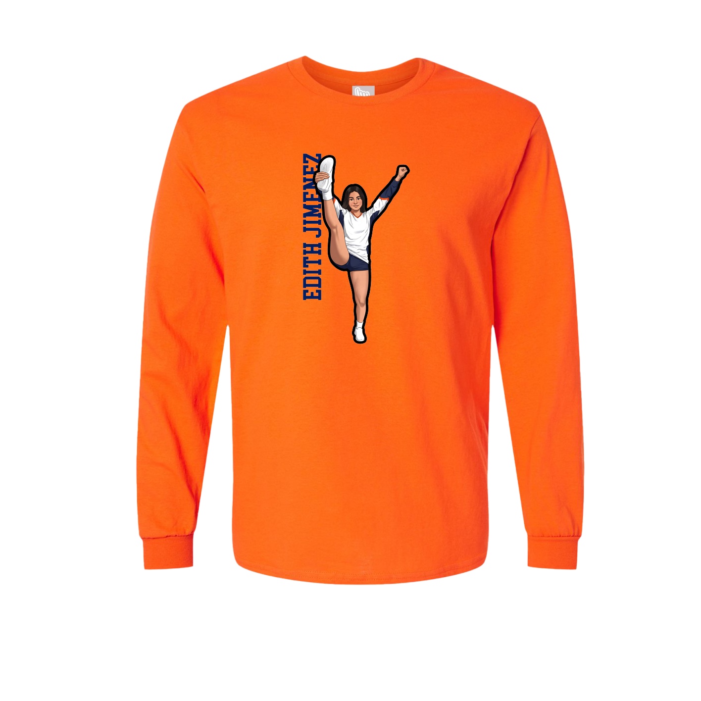 Long Sleeve Tee — Name Vertical in Orange
