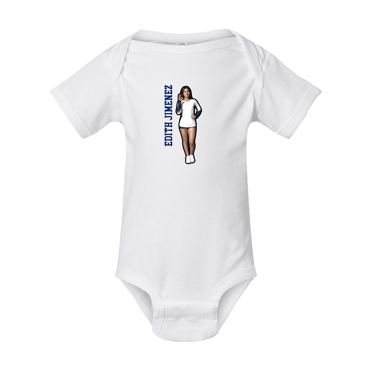 Baby Onesie — Name Vertical in White