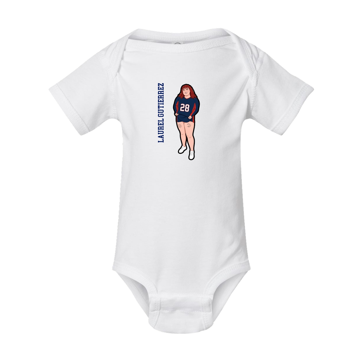 Baby Onesie — Name Vertical in White