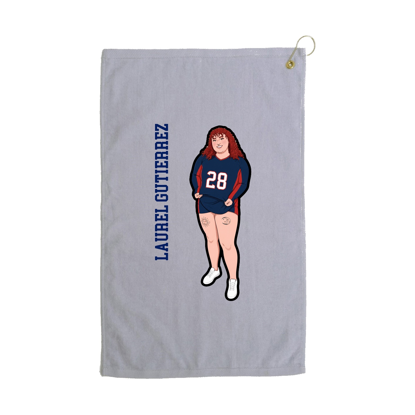 Golf Towel — Name Vertical in Grey