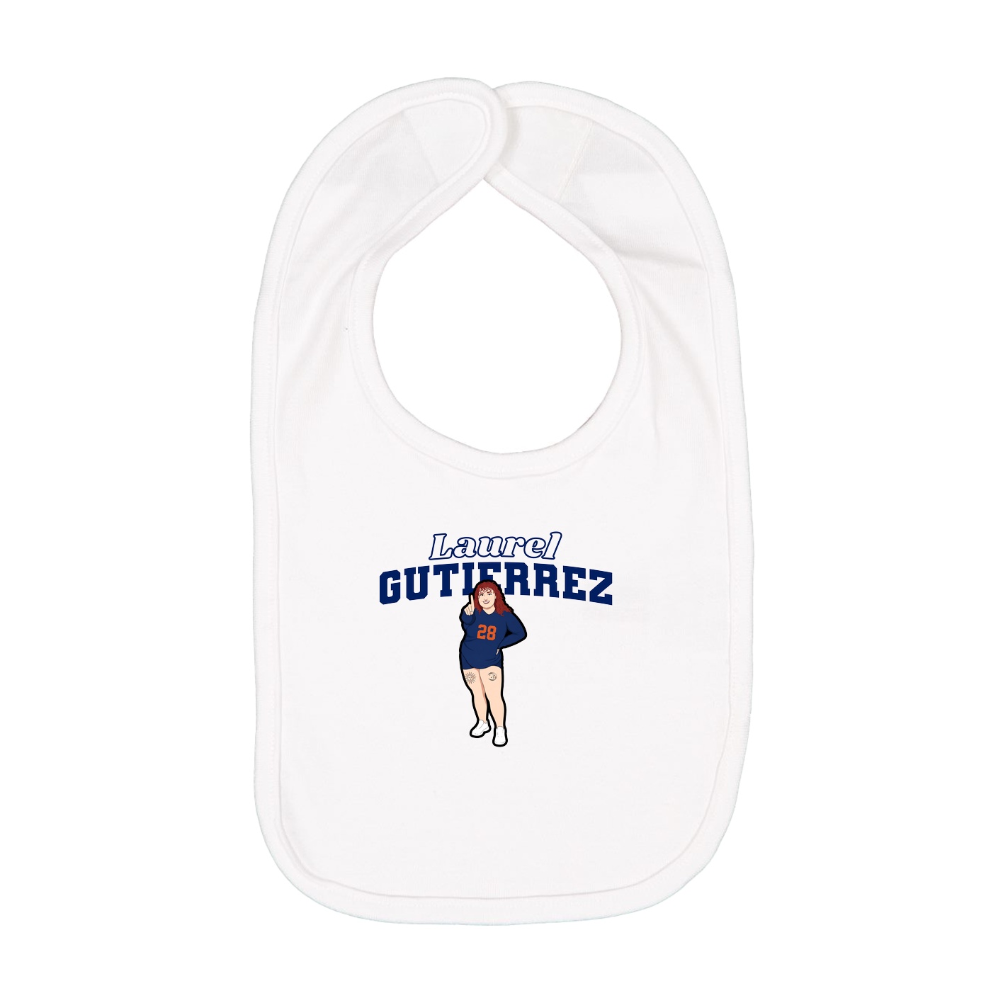 Infant Bib — Name Arch in White