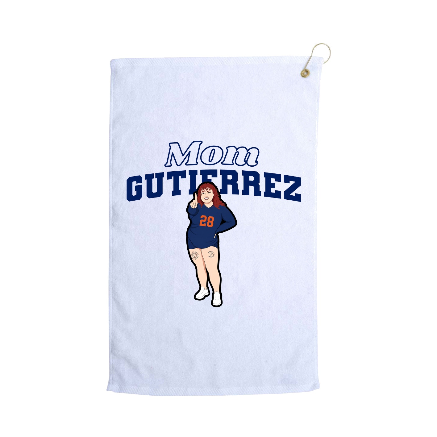 Golf Towel — Mothers Day Block in White