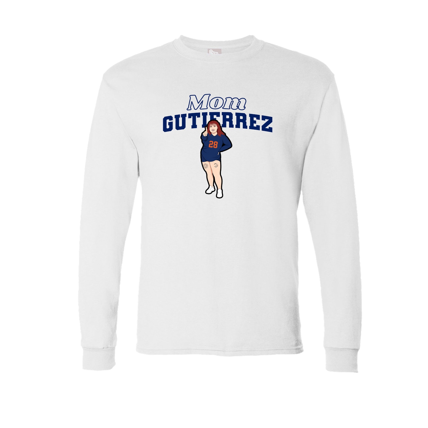 Long Sleeve Tee — Mothers Day Block in White