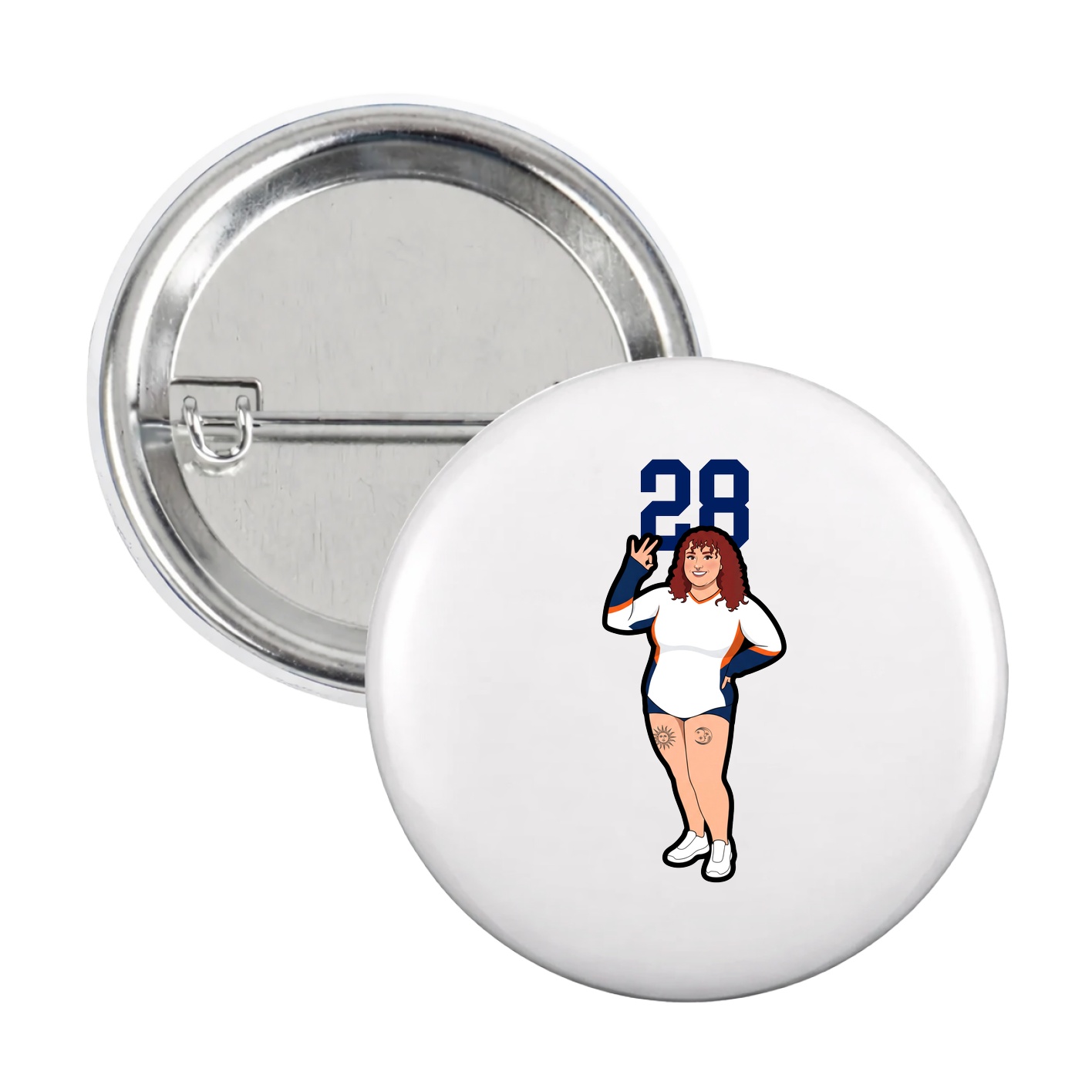 Game Day Button — Number Top in White