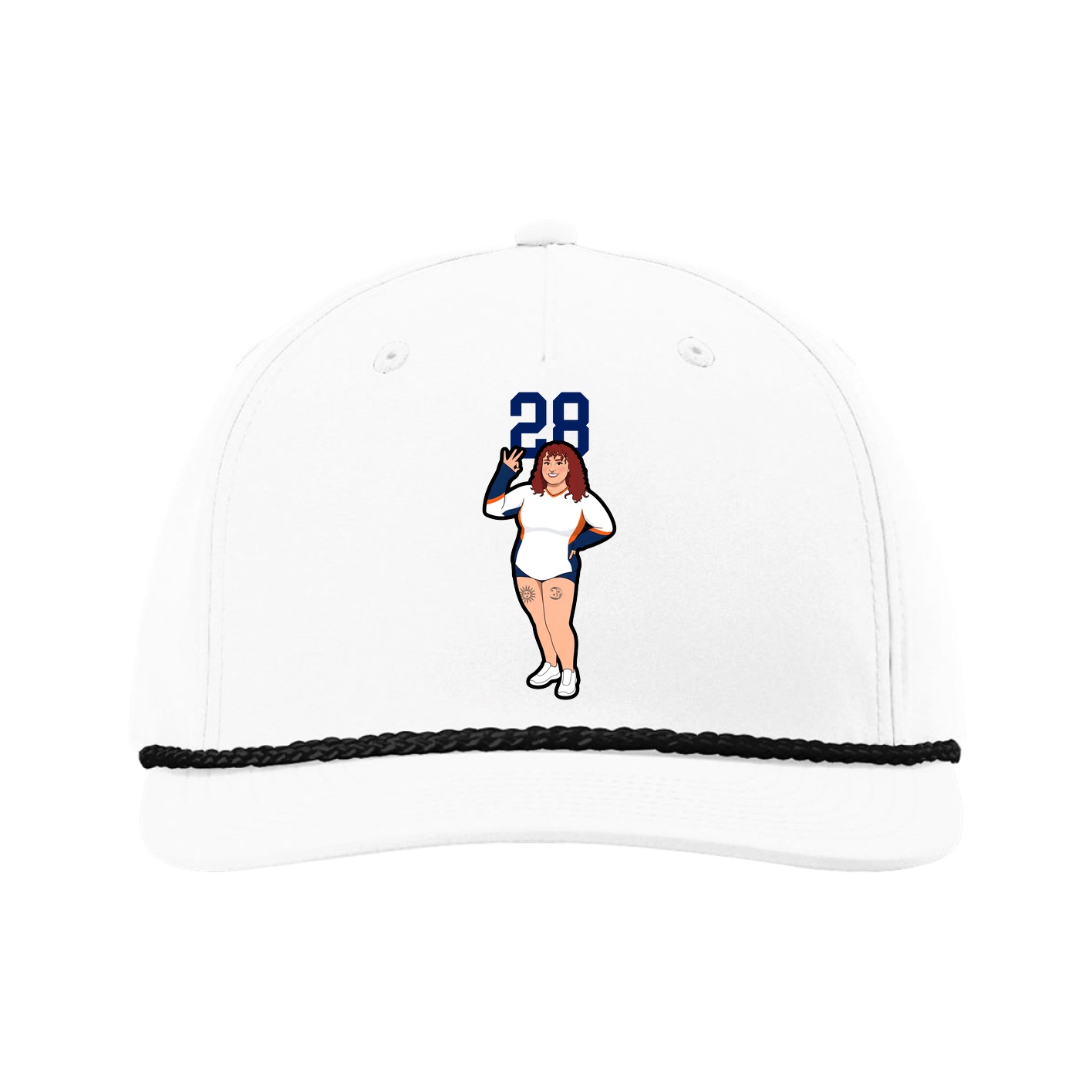 Five-Panel Classic Rope Cap — Number Top in White