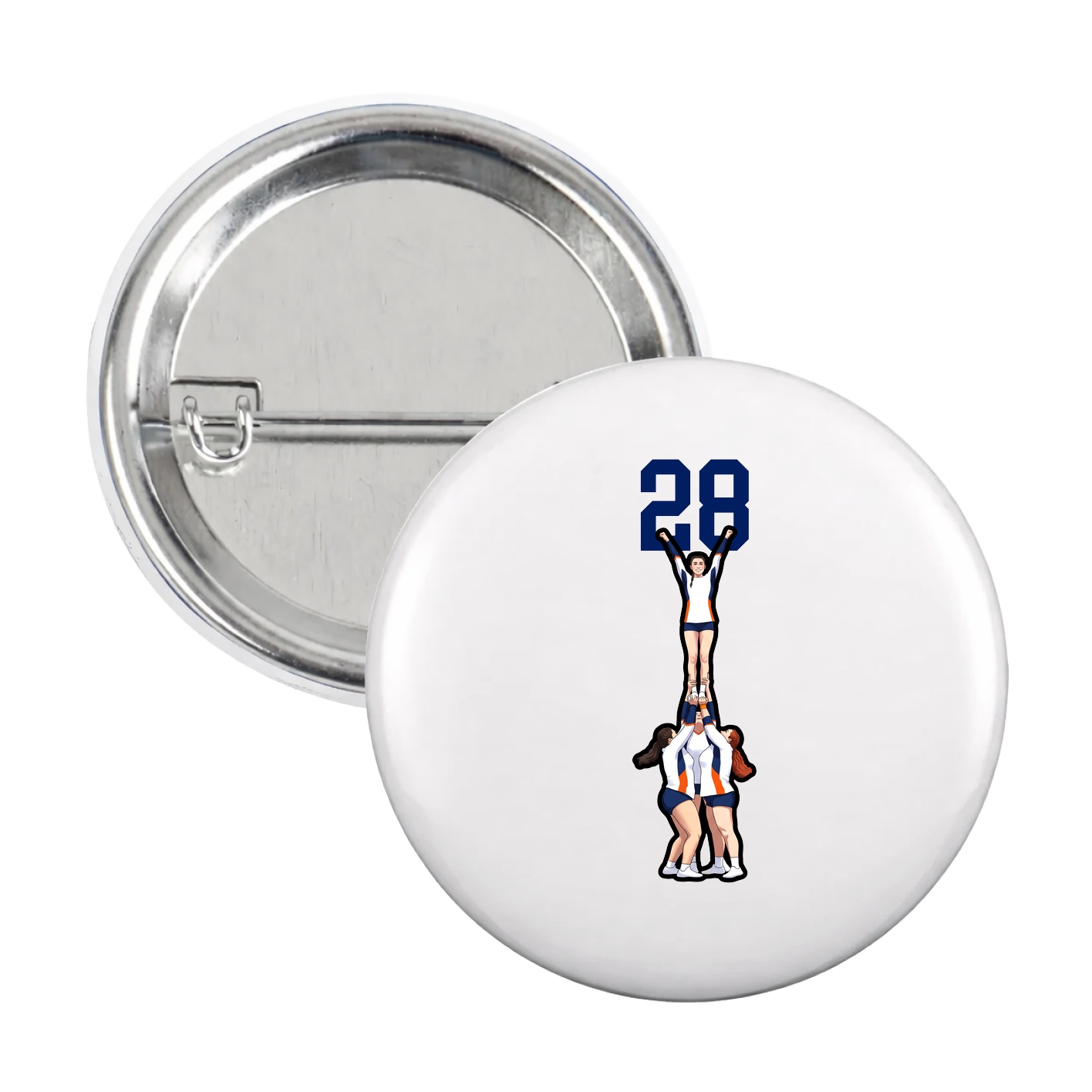Game Day Button — Number Top in White