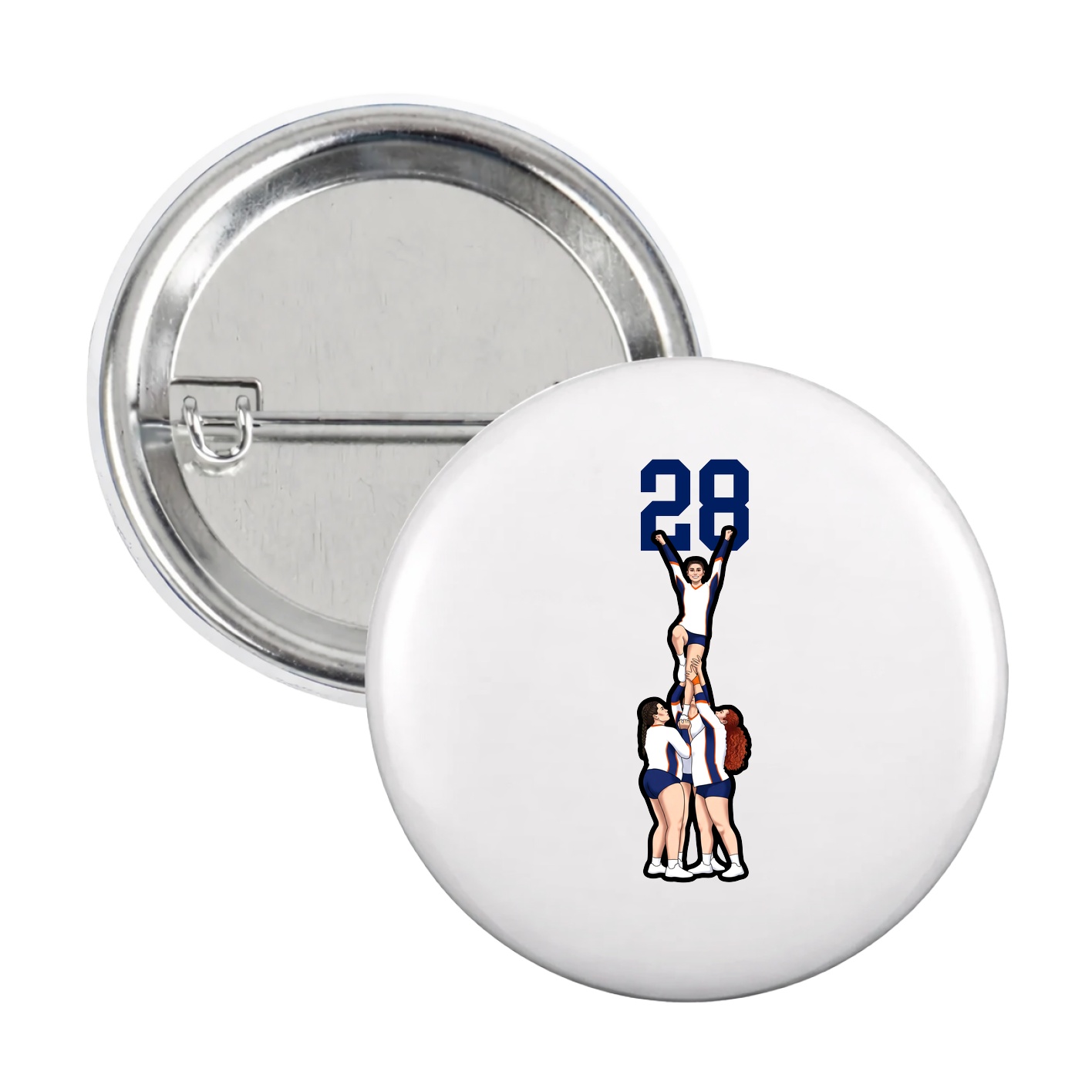 Game Day Button — Number Top in White