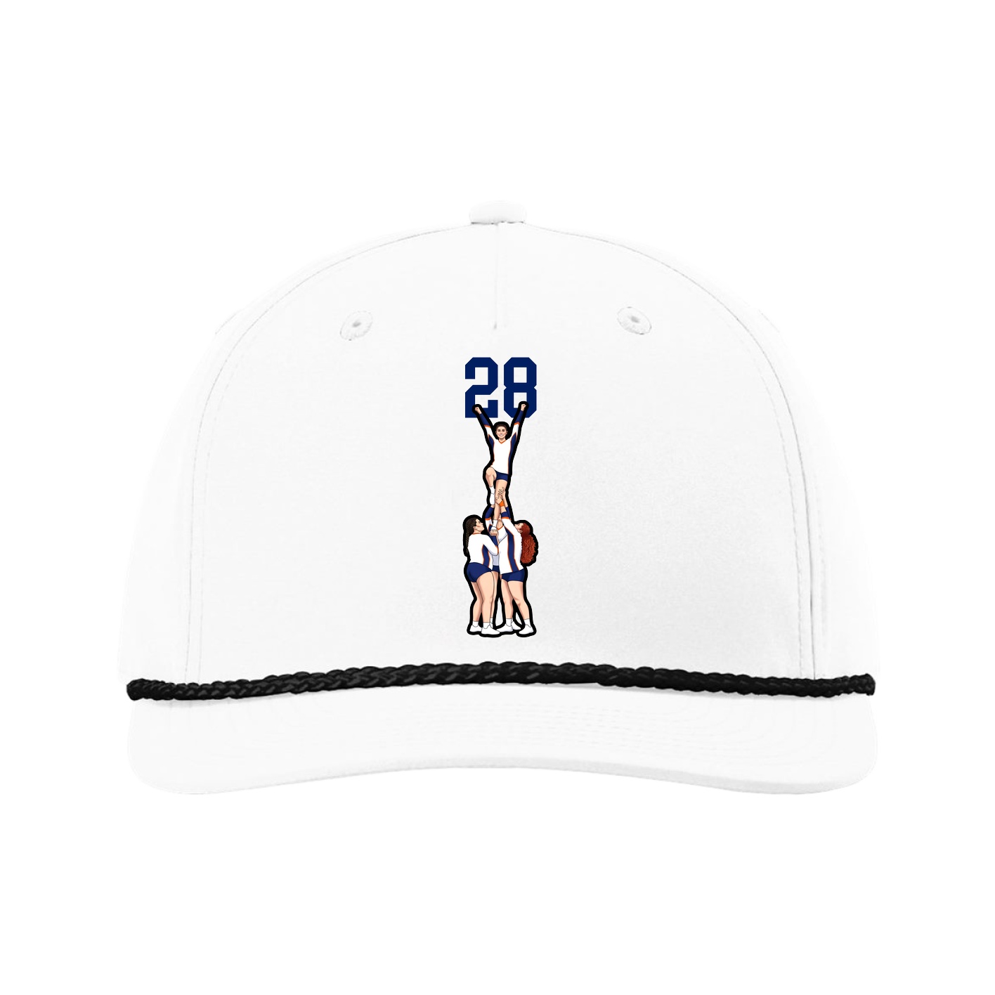 Five-Panel Classic Rope Cap — Number Top in White