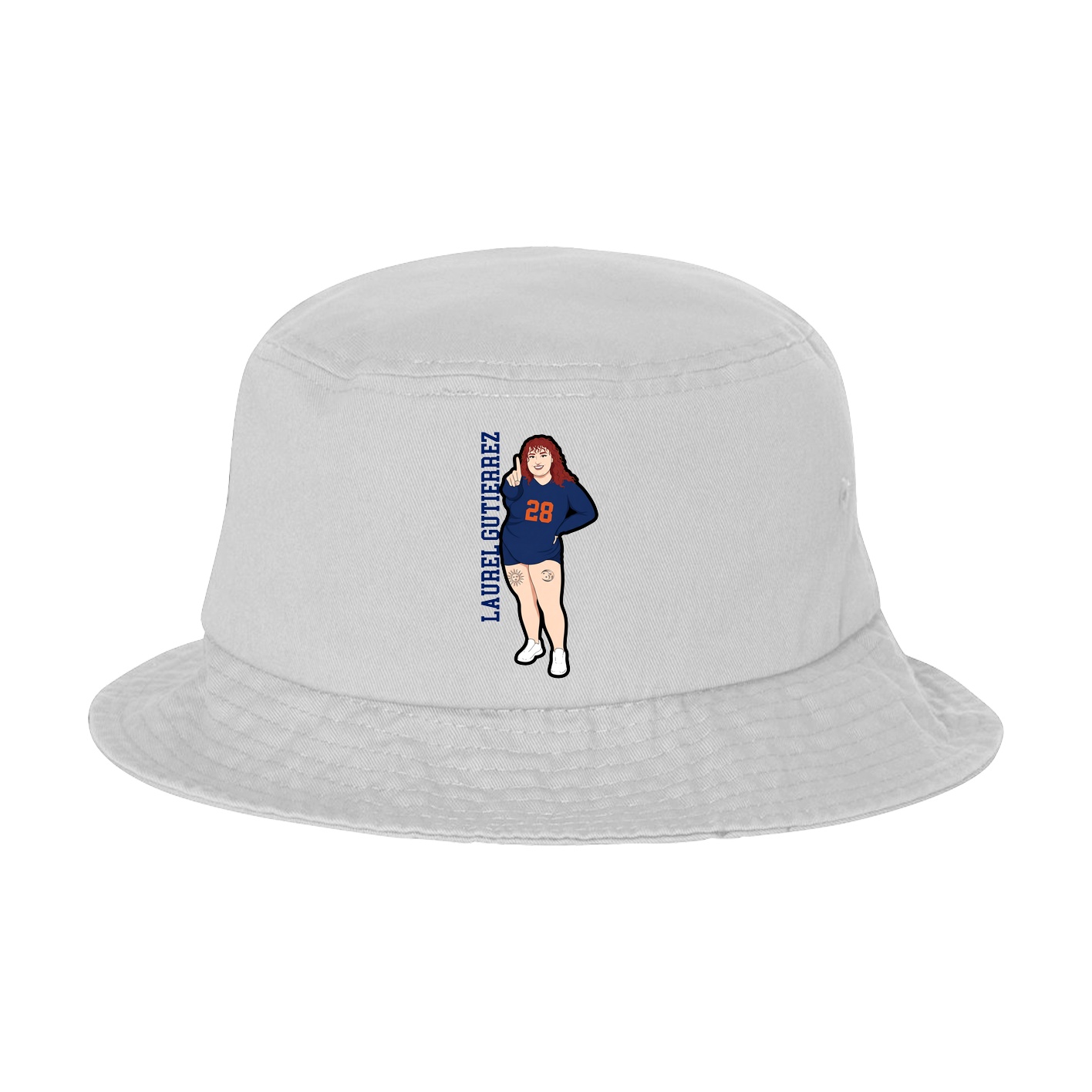Bucket Cap — Name Vertical in White