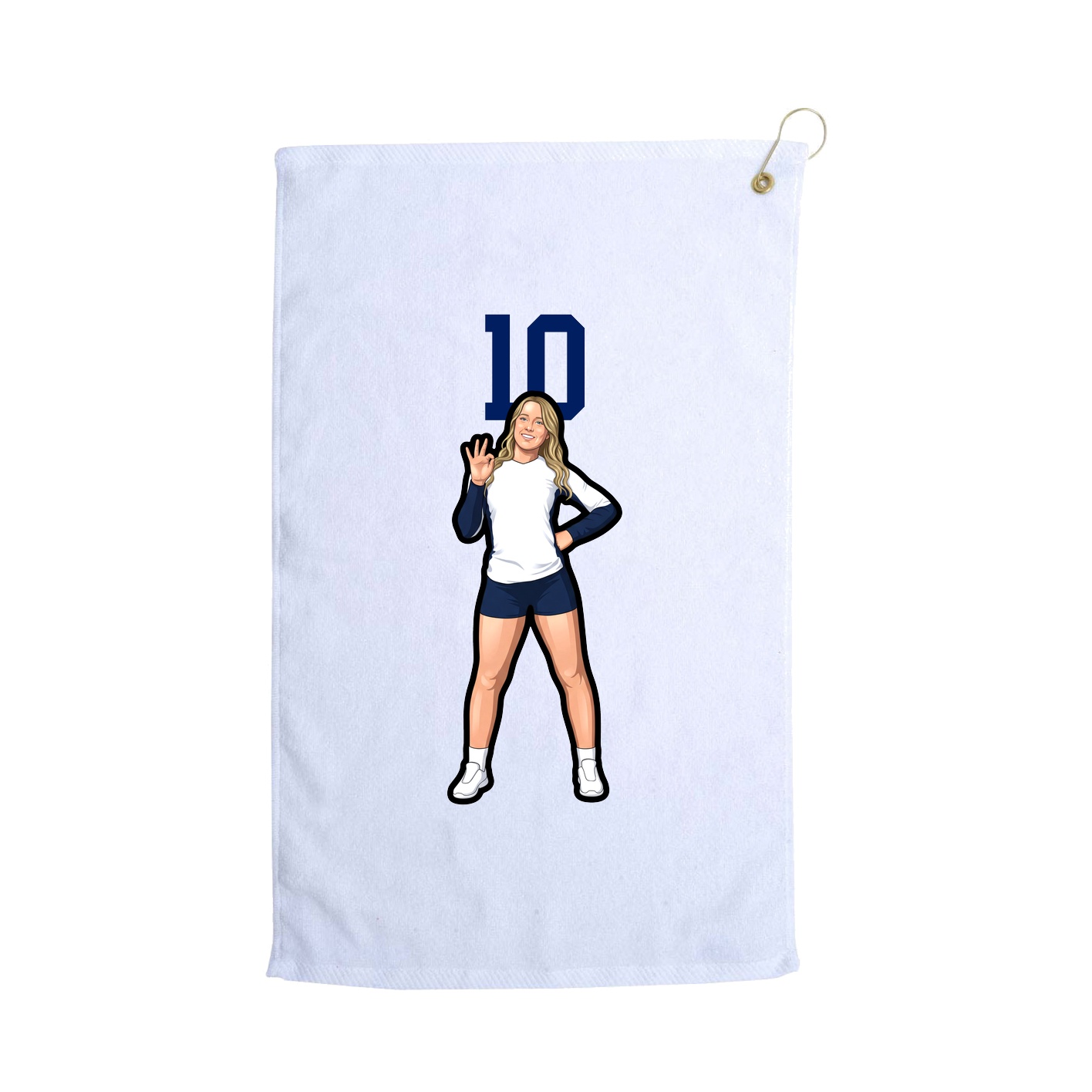 Golf Towel — Number Top in White