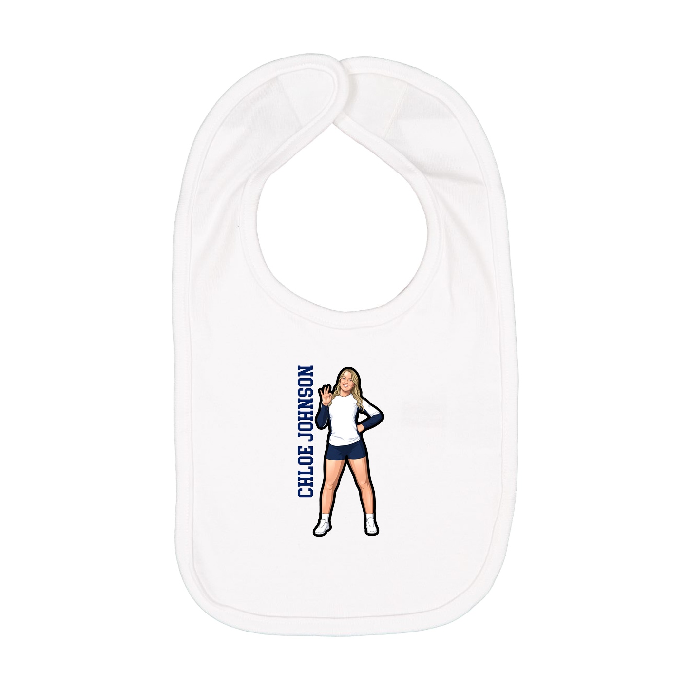 Infant Bib — Name Vertical in White