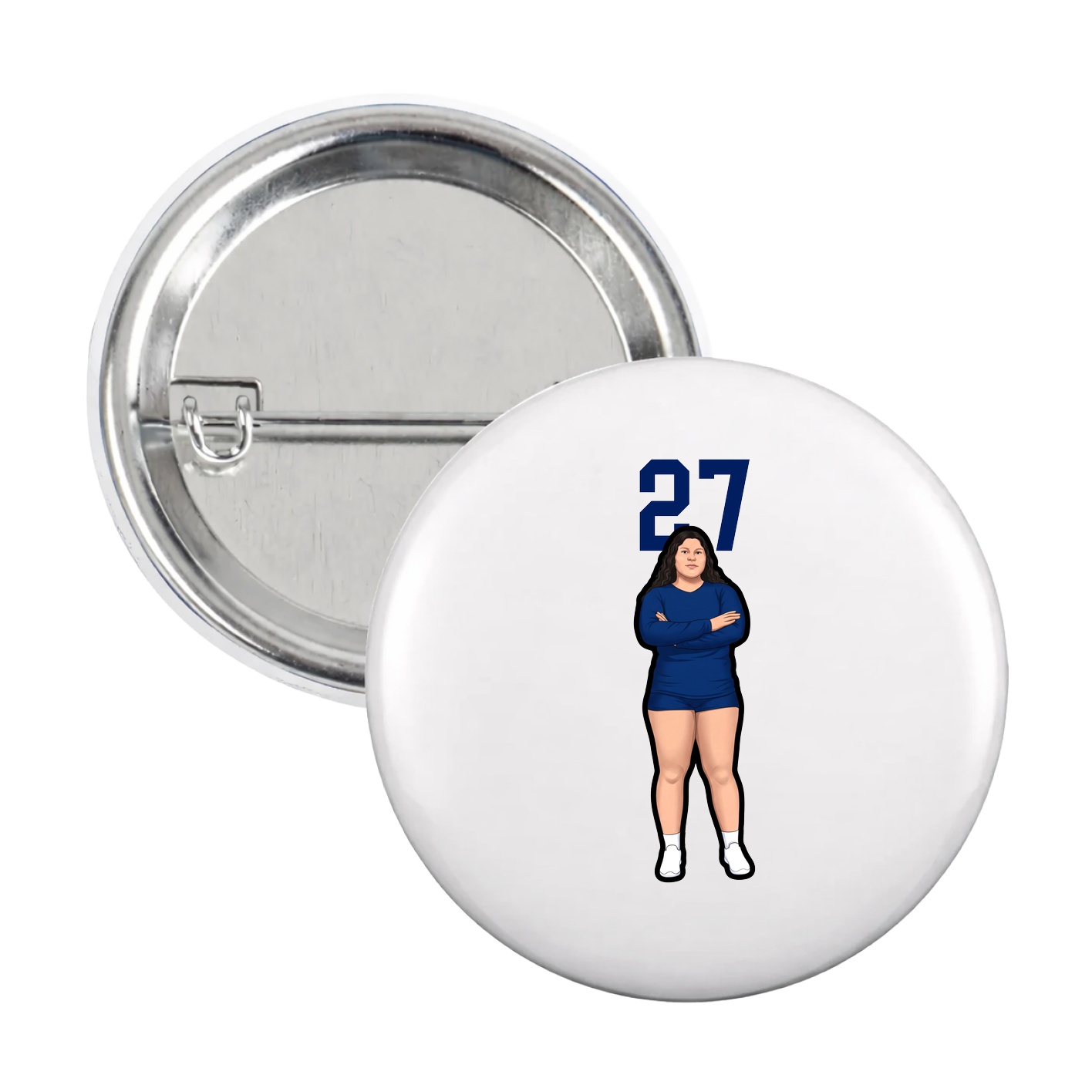 Game Day Button — Number Top in White