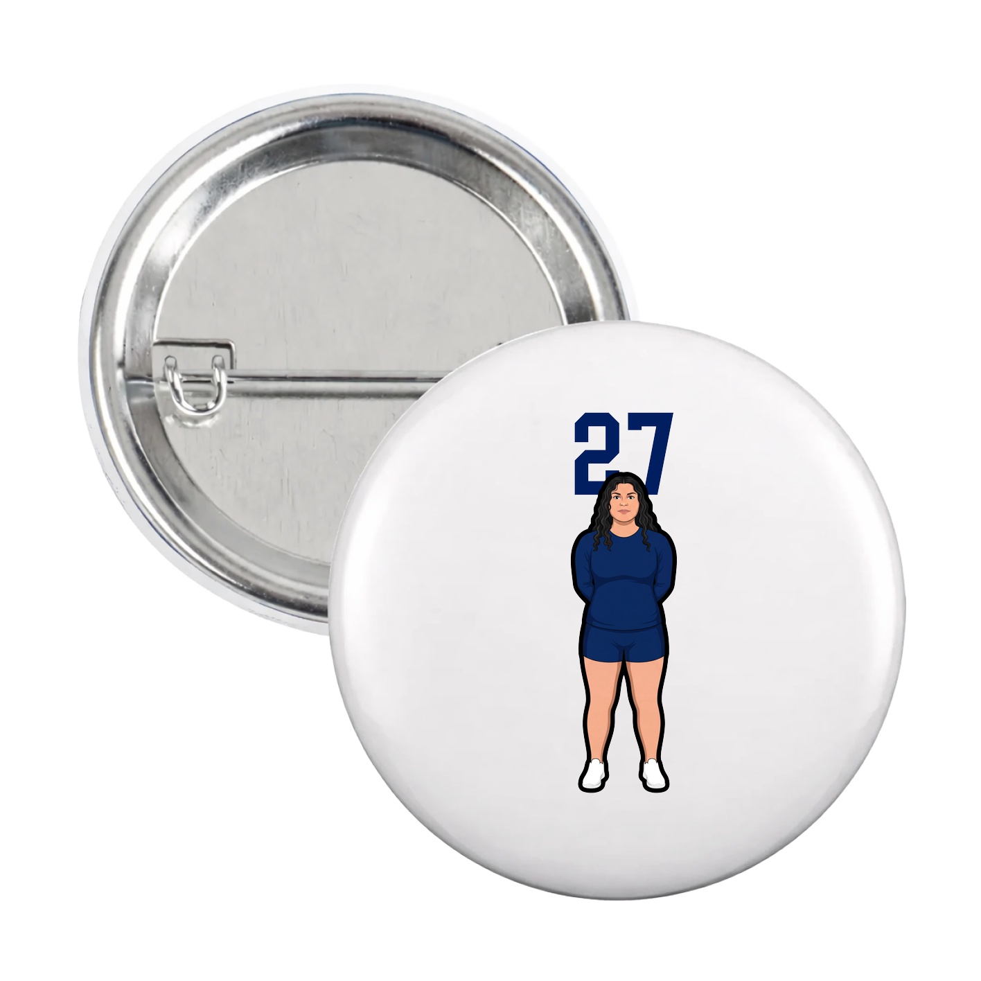 Game Day Button — Number Top in White