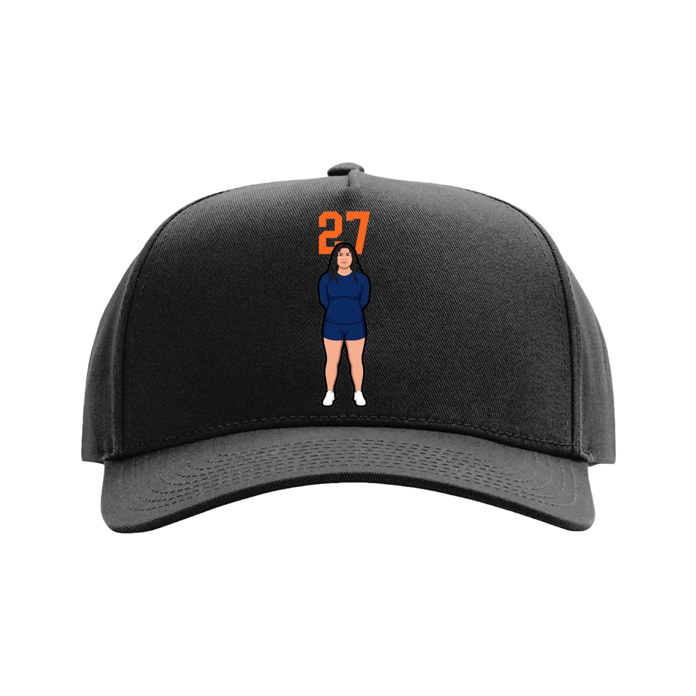 Full Fabric Five-Panel Champ Cap — Number Top in Black