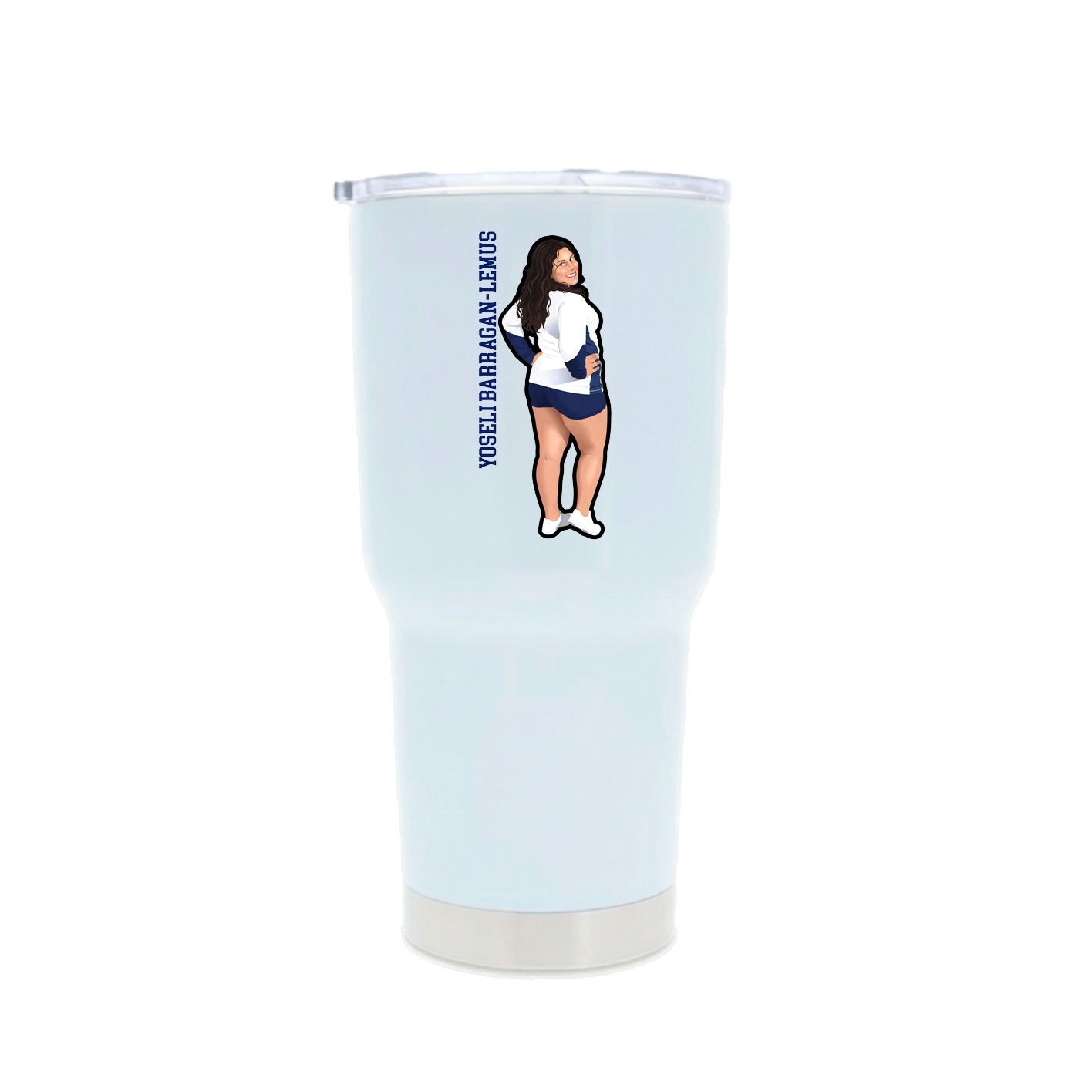 30oz Stainless Steel Tumbler — Name Vertical in White