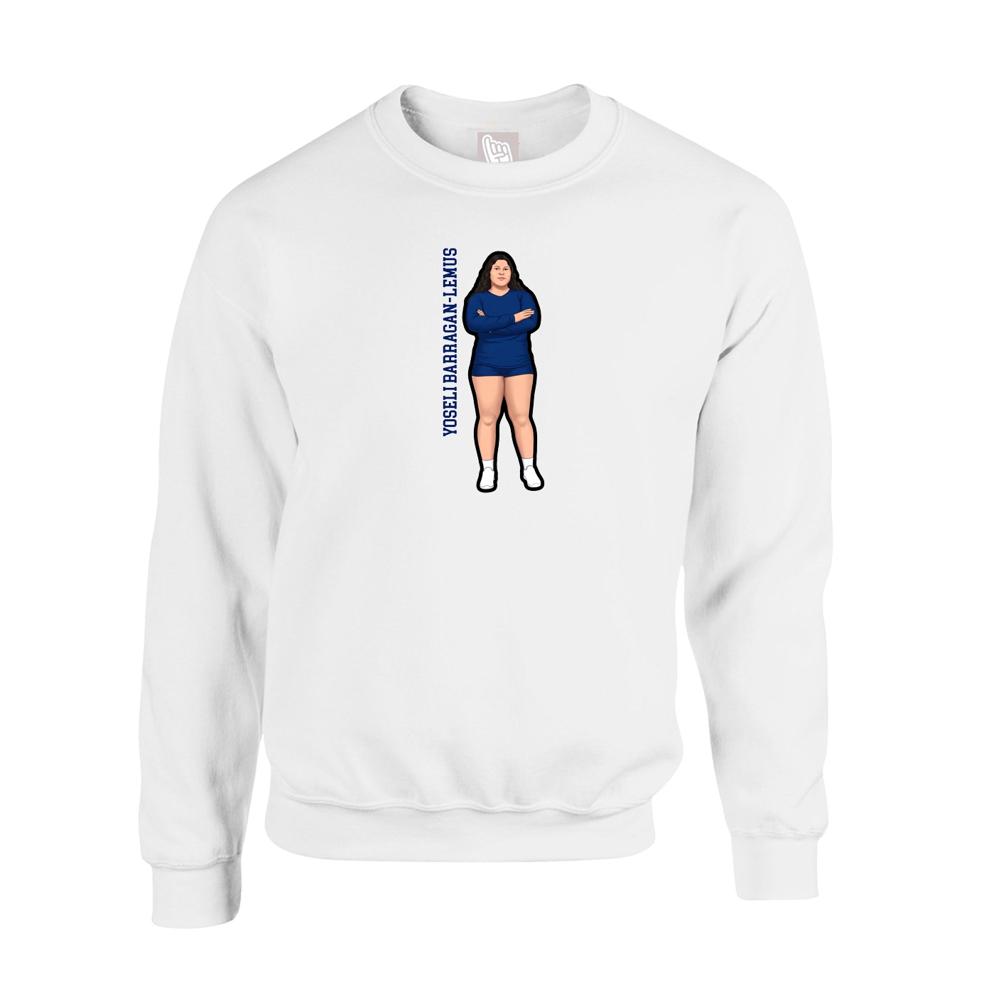 Fleece Crew — Name Vertical in White