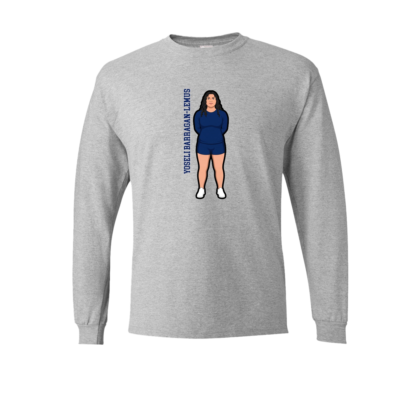Long Sleeve Tee — Name Vertical in Grey