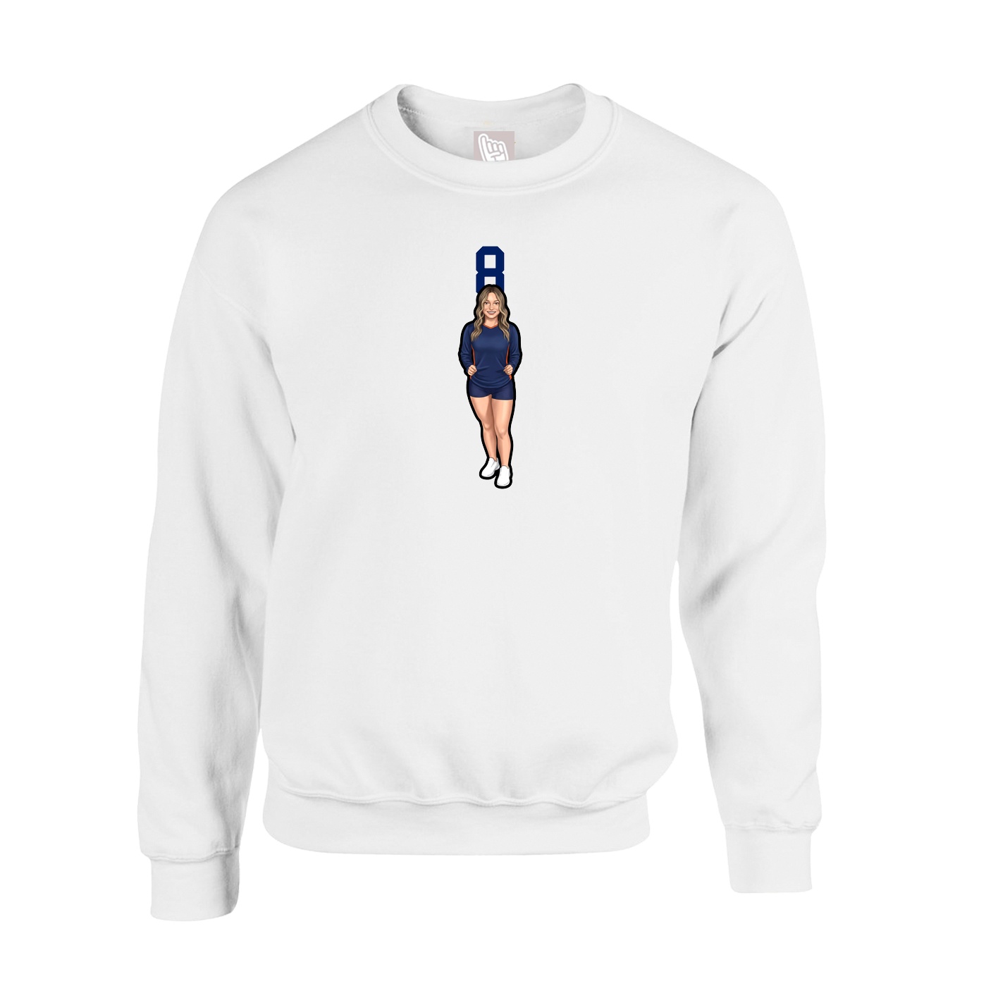 Fleece Crew — Number Top in White