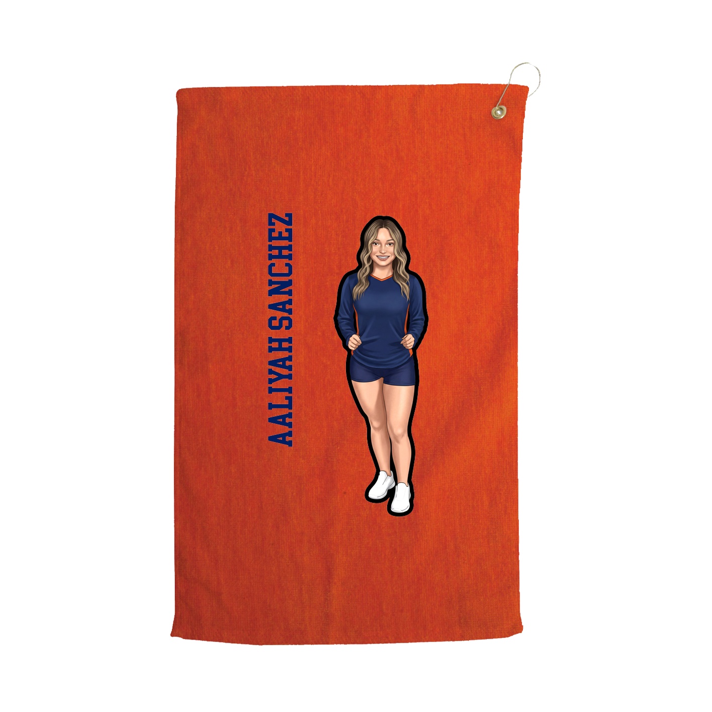 Golf Towel — Name Vertical in Orange