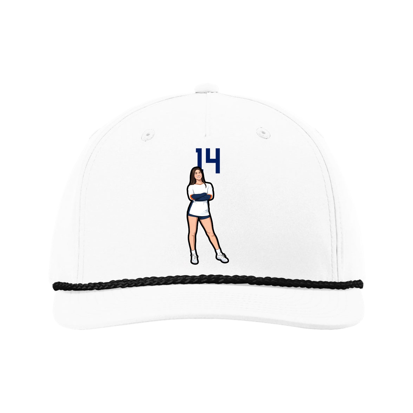 Five-Panel Classic Rope Cap — Number Top in White