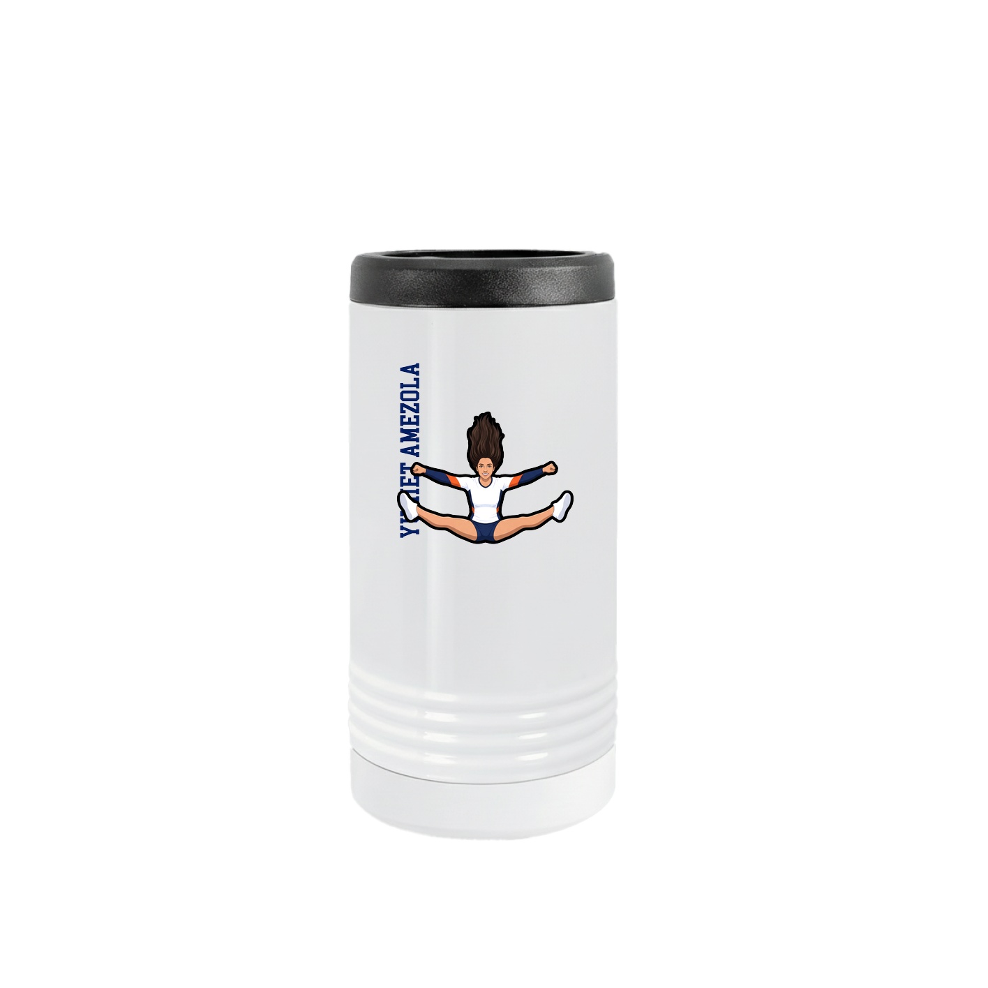 Slim Beverage Holder — Name Vertical in White