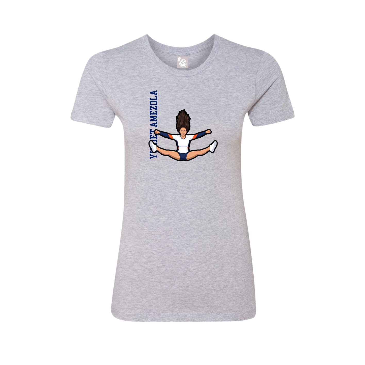 Fitted Women's Tee — Name Vertical in Grey