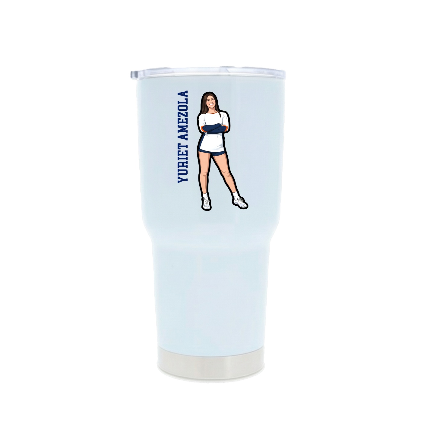 30oz Stainless Steel Tumbler — Name Vertical in White