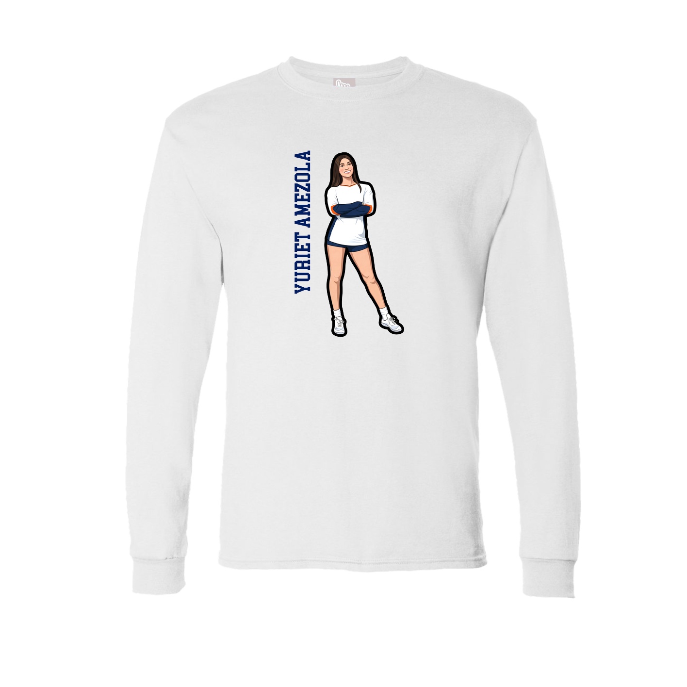 Long Sleeve Tee — Name Vertical in White