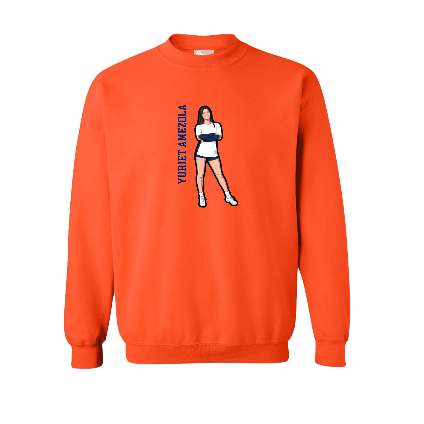 Fleece Crew — Name Vertical in Orange