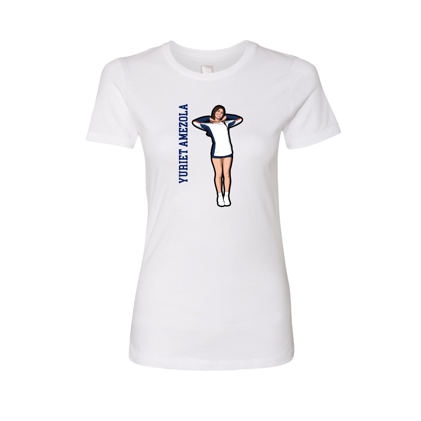 Fitted Women's Tee — Name Vertical in White