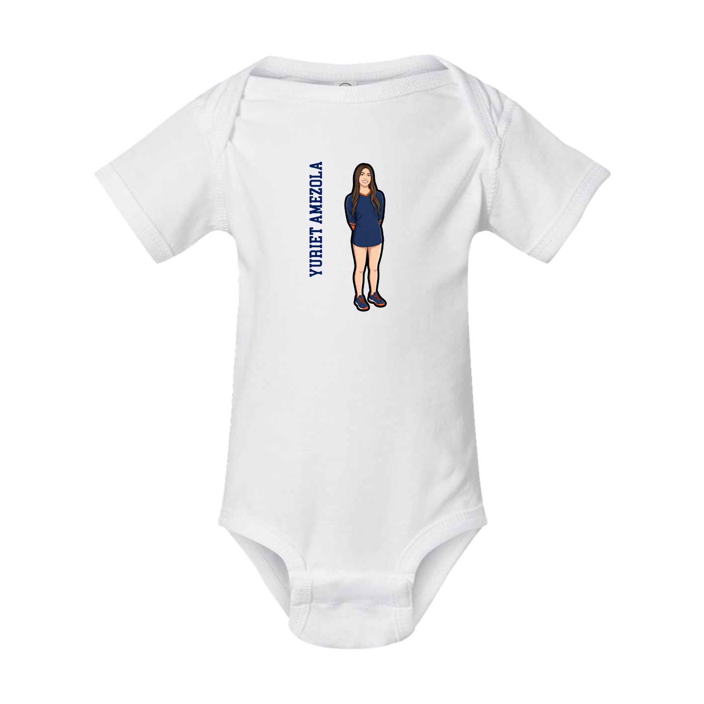 Baby Onesie — Name Vertical in White