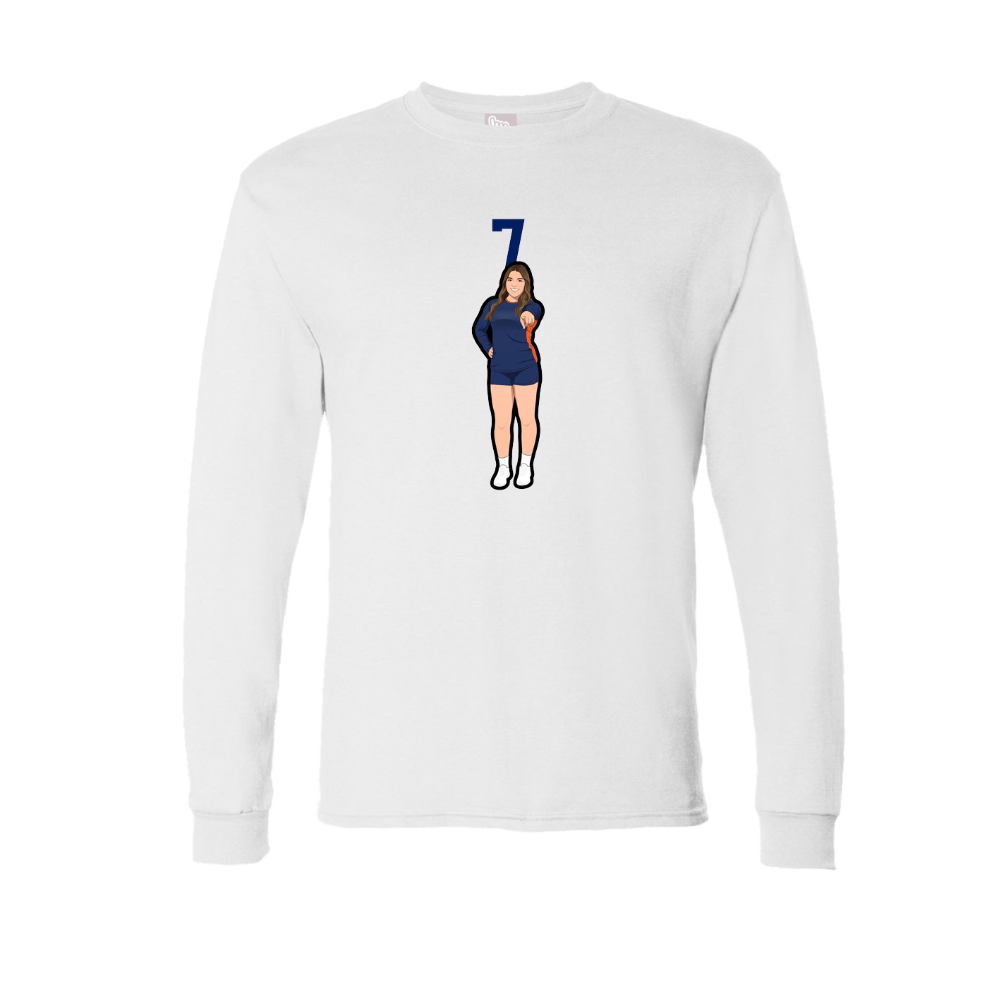 Long Sleeve Tee — Number Top in White