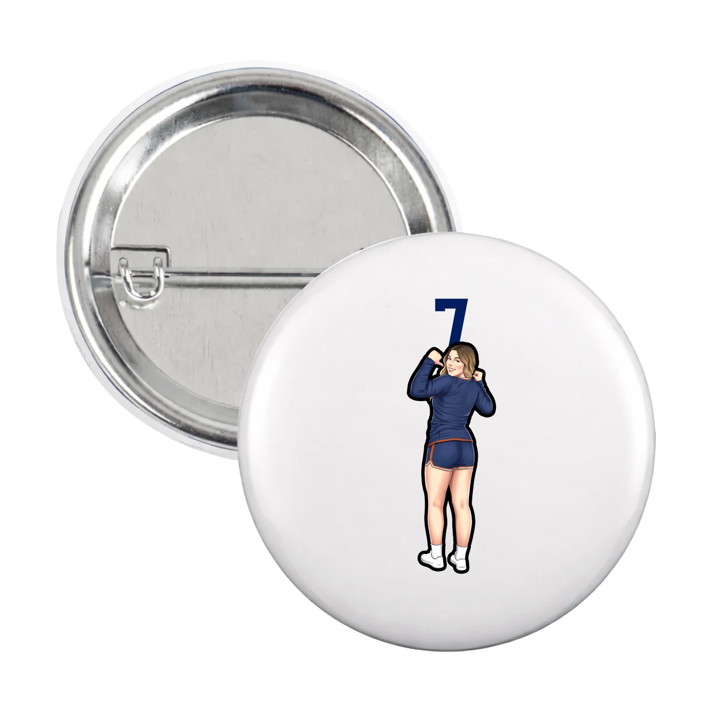 Game Day Button — Number Top in White