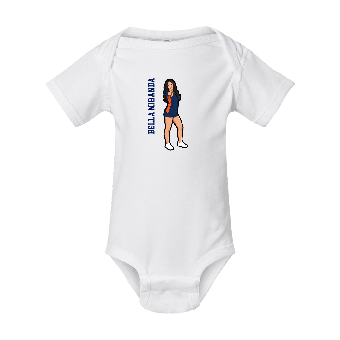 Baby Onesie — Name Vertical in White