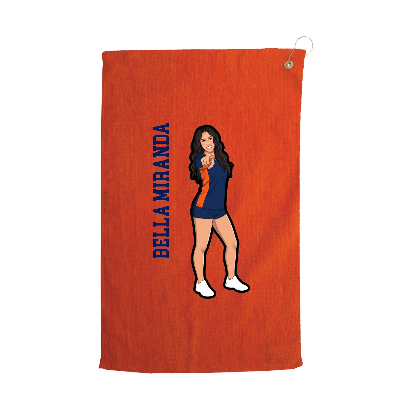 Golf Towel — Name Vertical in Orange