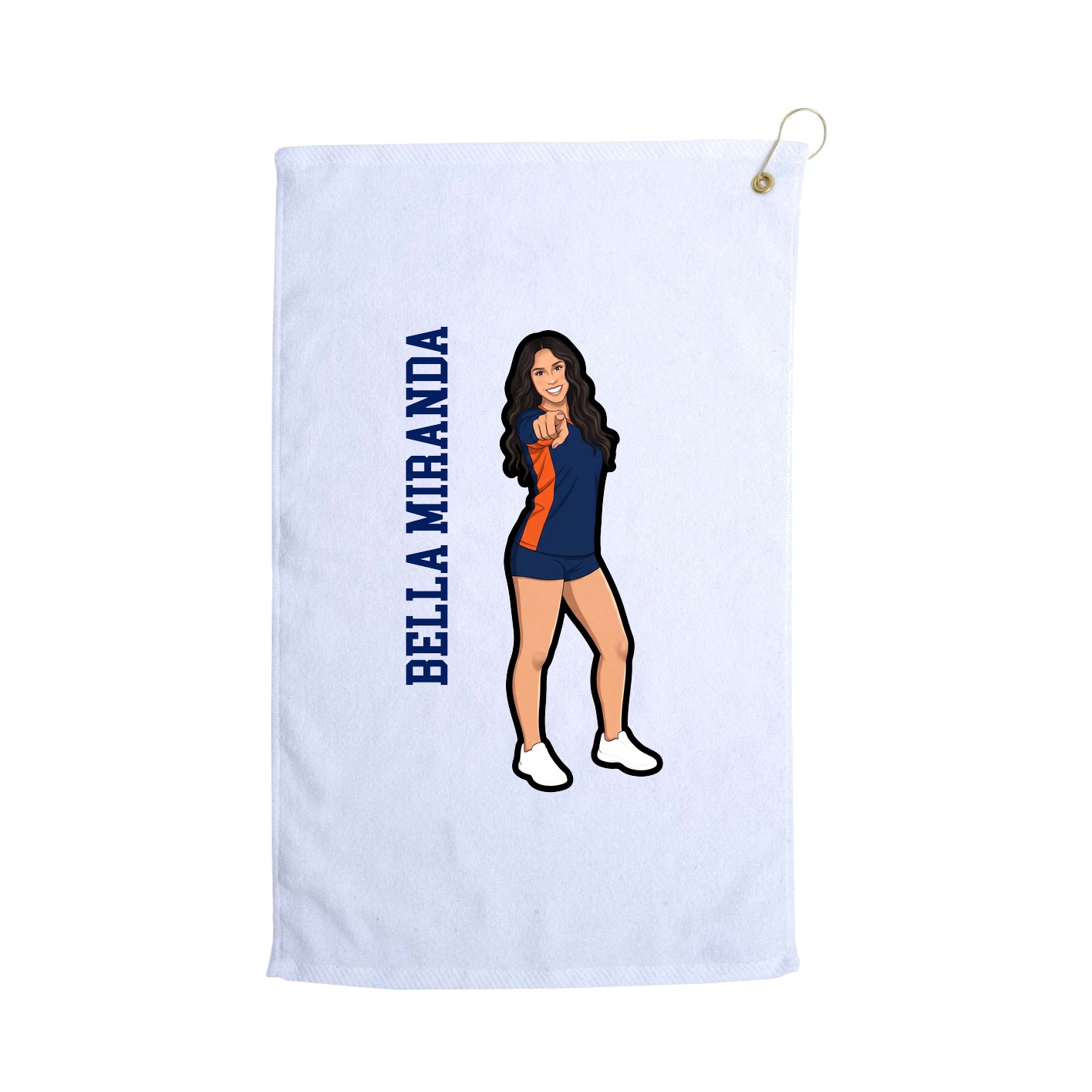Golf Towel — Name Vertical in White