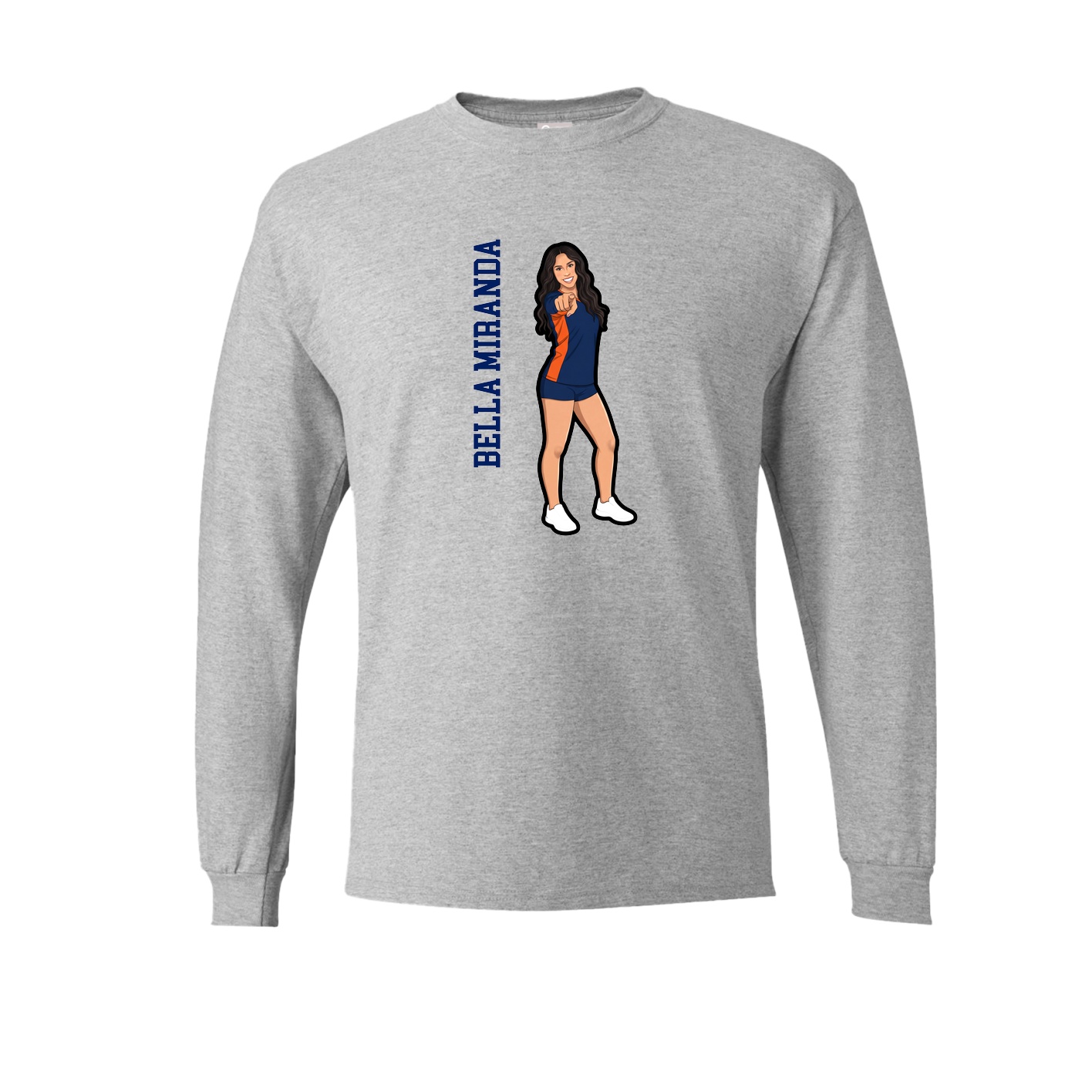 Long Sleeve Tee — Name Vertical in Grey