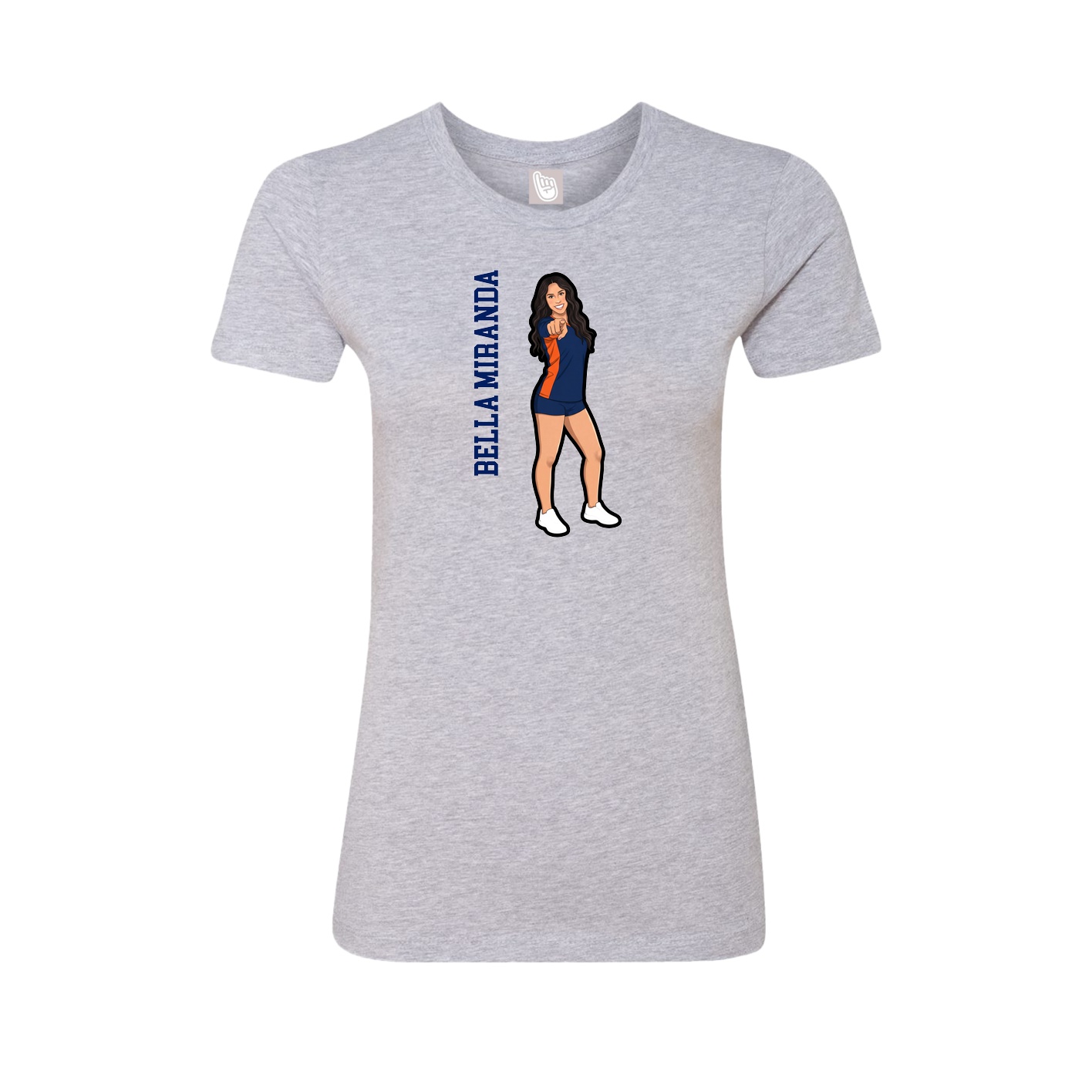 Fitted Women's Tee — Name Vertical in Grey