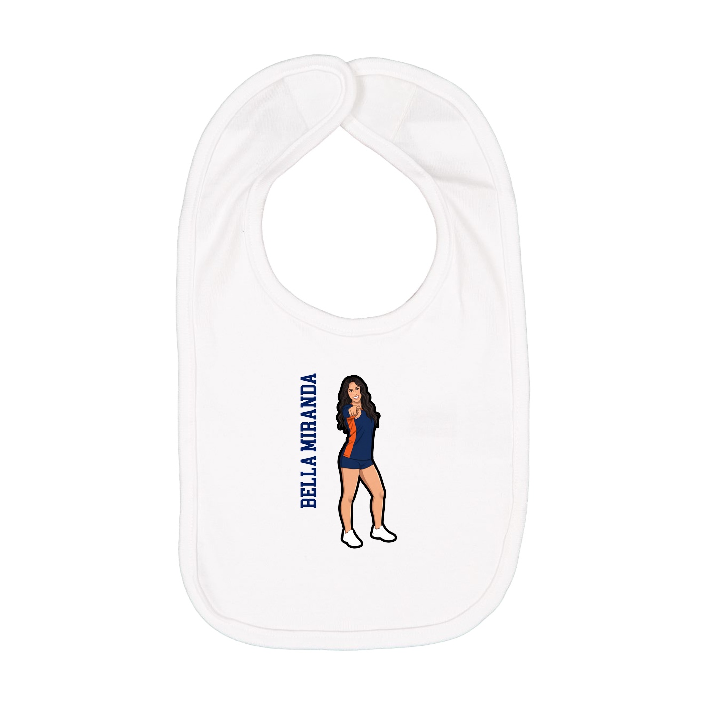 Infant Bib — Name Vertical in White