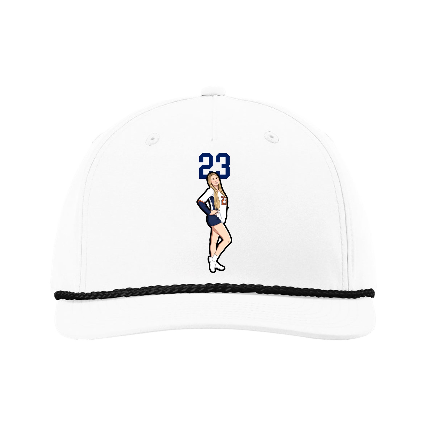 Five-Panel Classic Rope Cap — Number Top in White