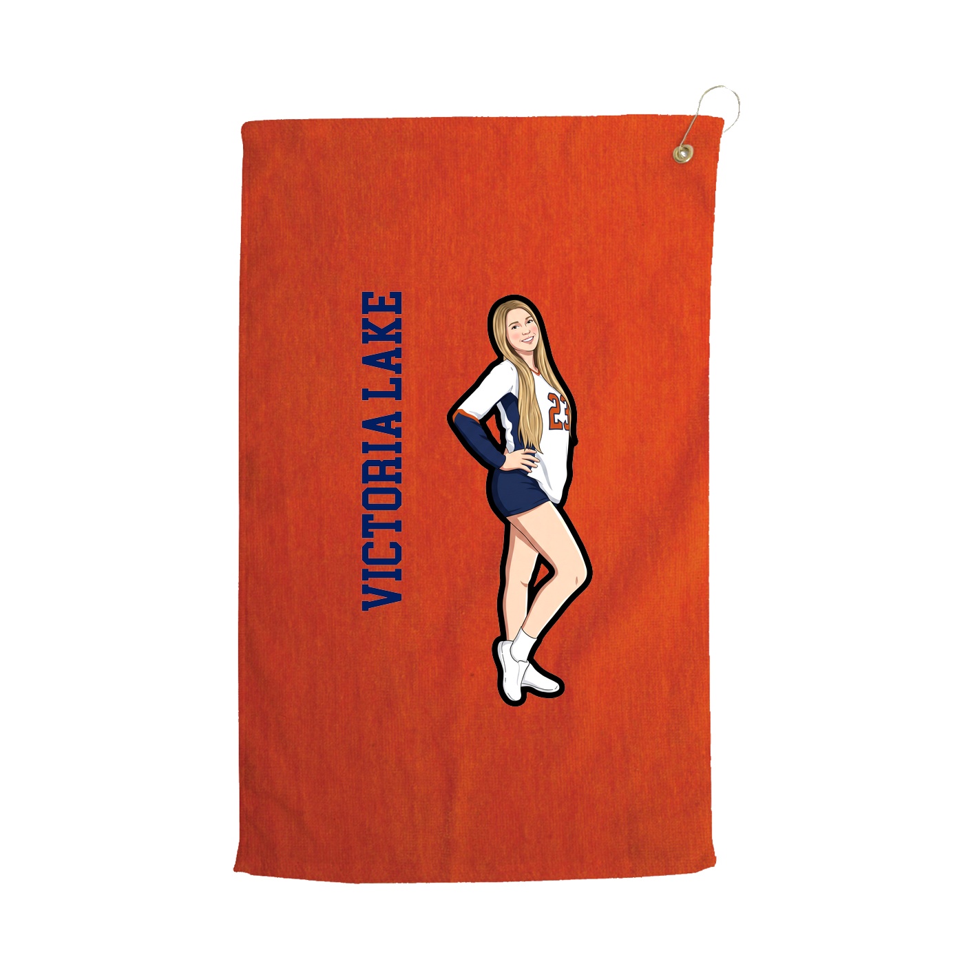 Golf Towel — Name Vertical in Orange