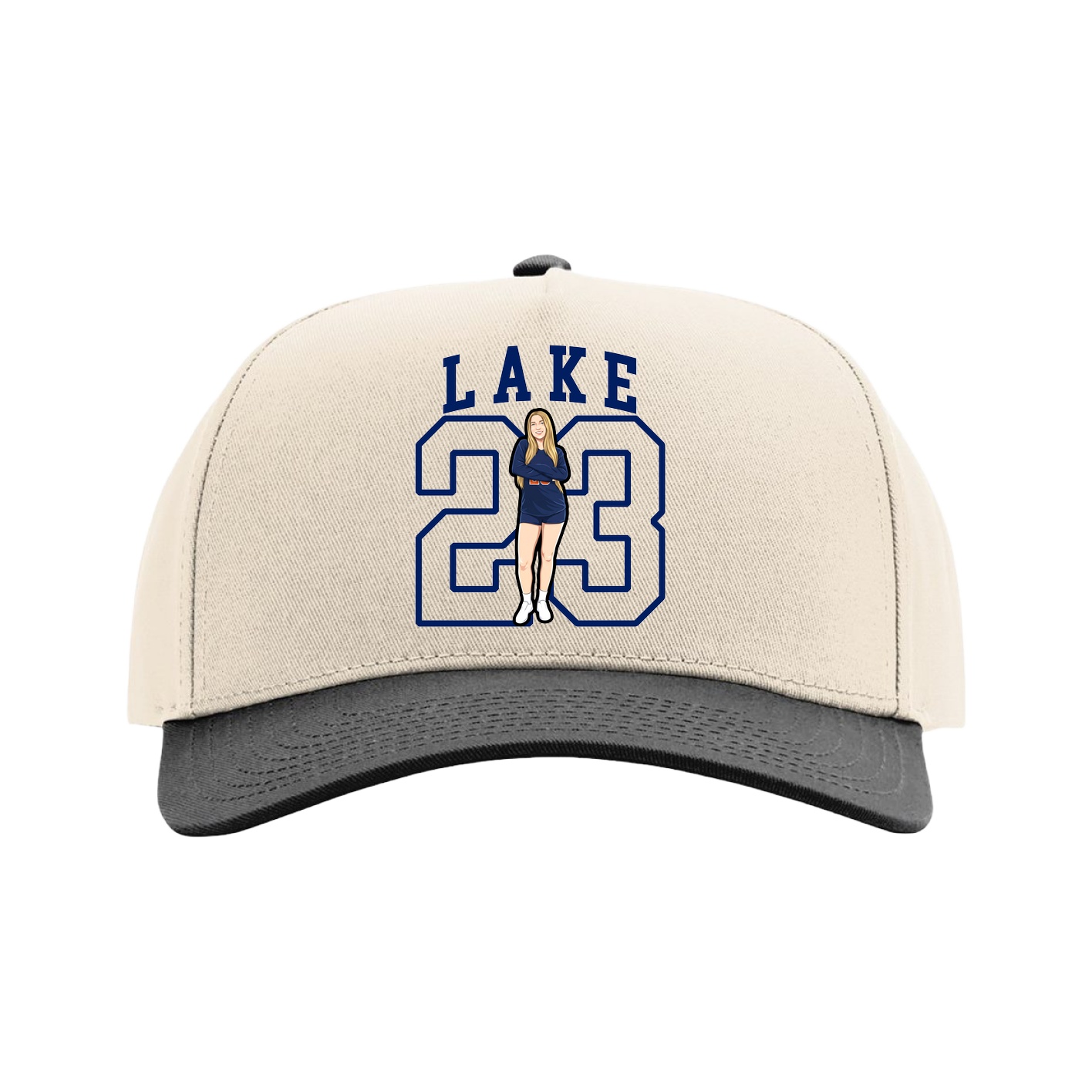 Full Fabric Five-Panel Champ Cap — Shirsey in Cream/Black