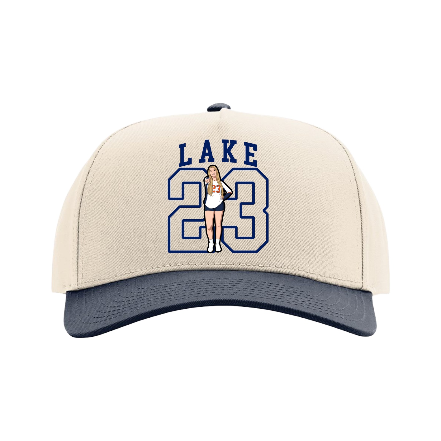 Full Fabric Five-Panel Champ Cap — Shirsey in Cream/Navy