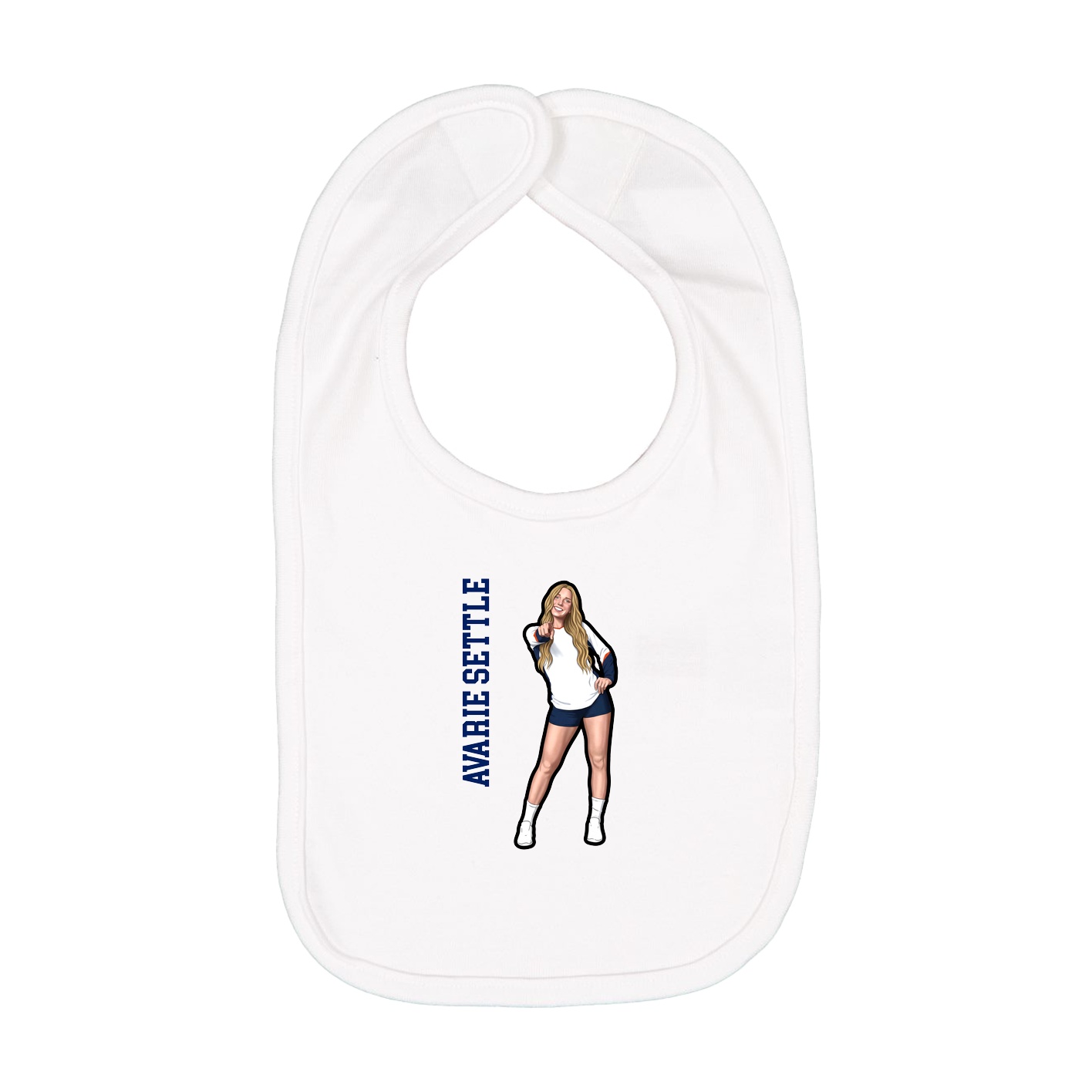 Infant Bib — Name Vertical in White