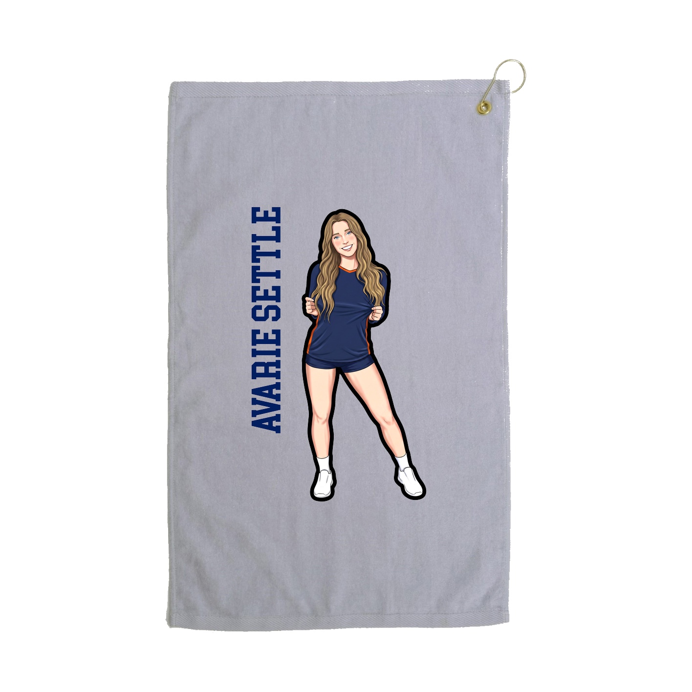 Golf Towel — Name Vertical in Grey
