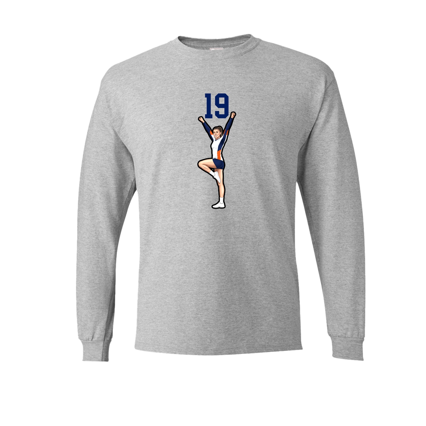 Long Sleeve Tee — Number Top in Grey