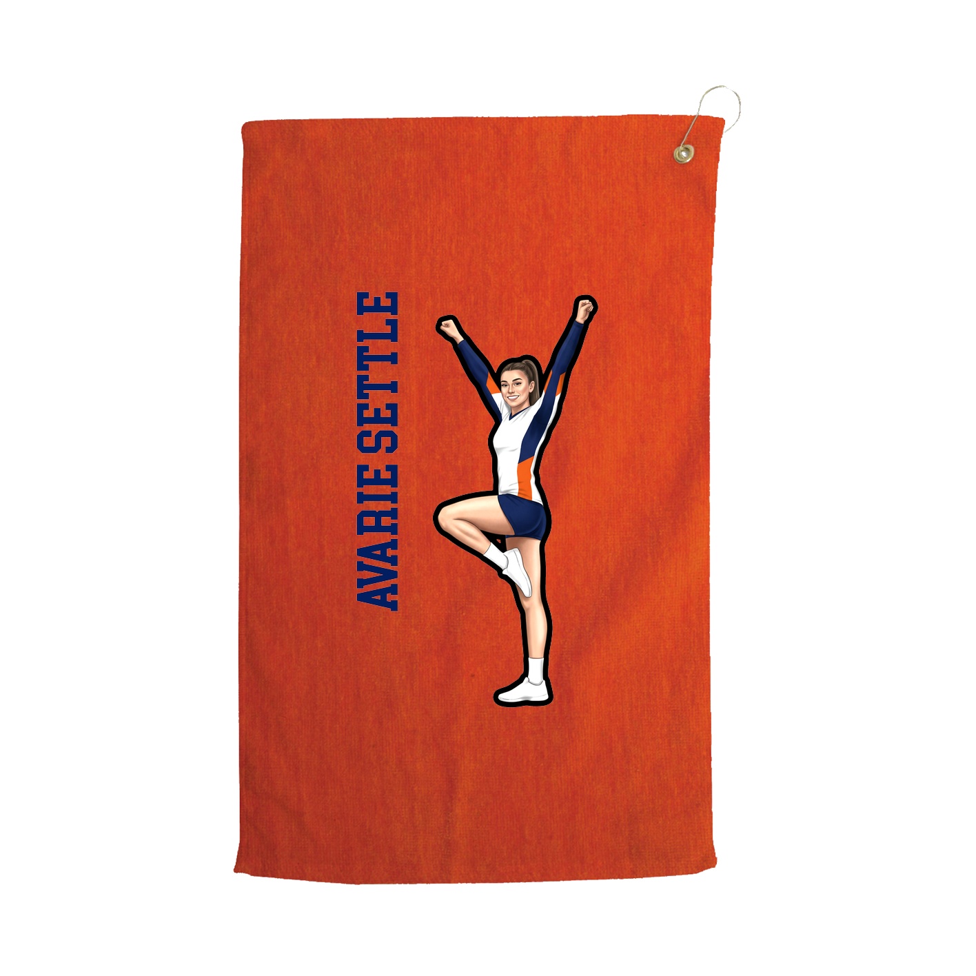 Golf Towel — Name Vertical in Orange