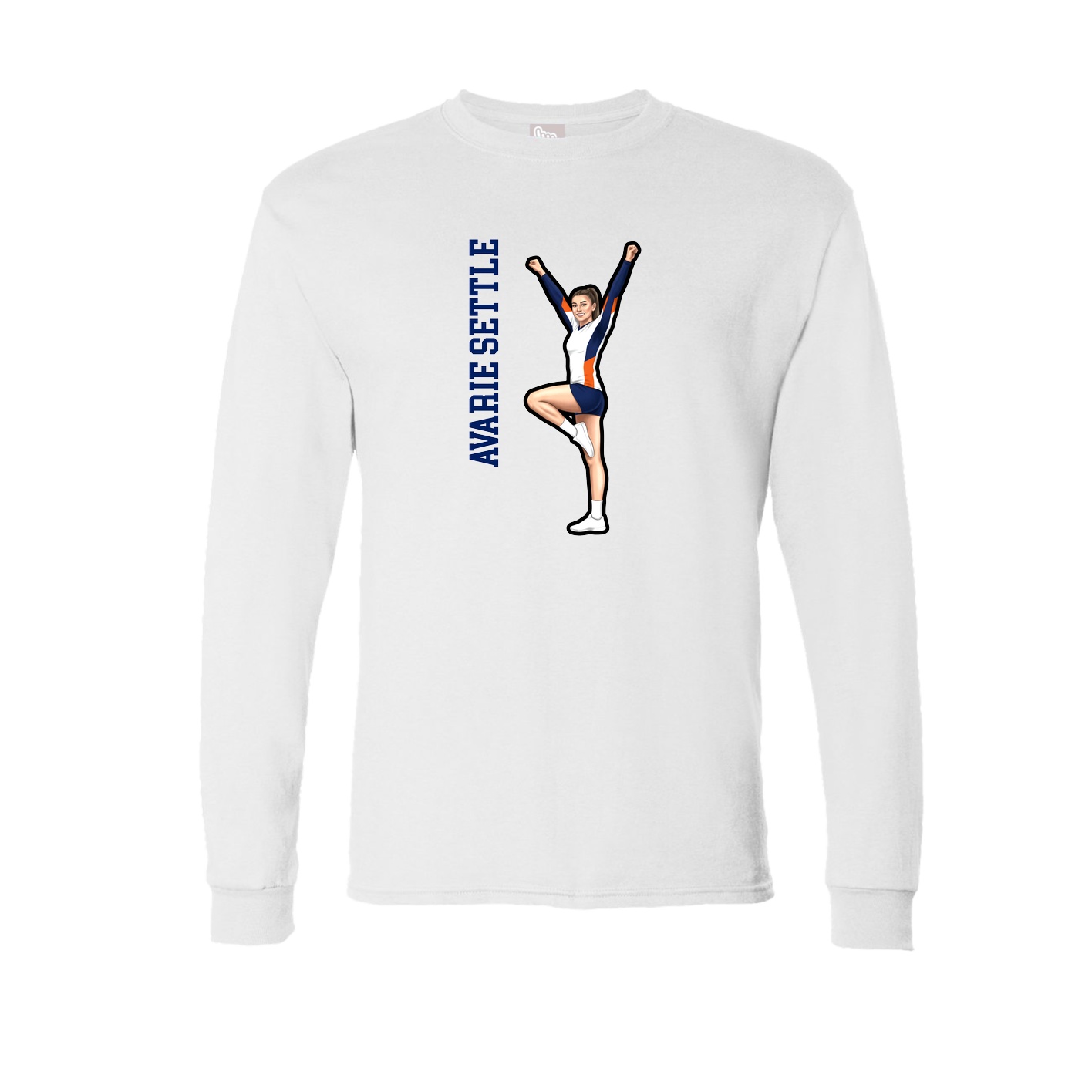 Long Sleeve Tee — Name Vertical in White