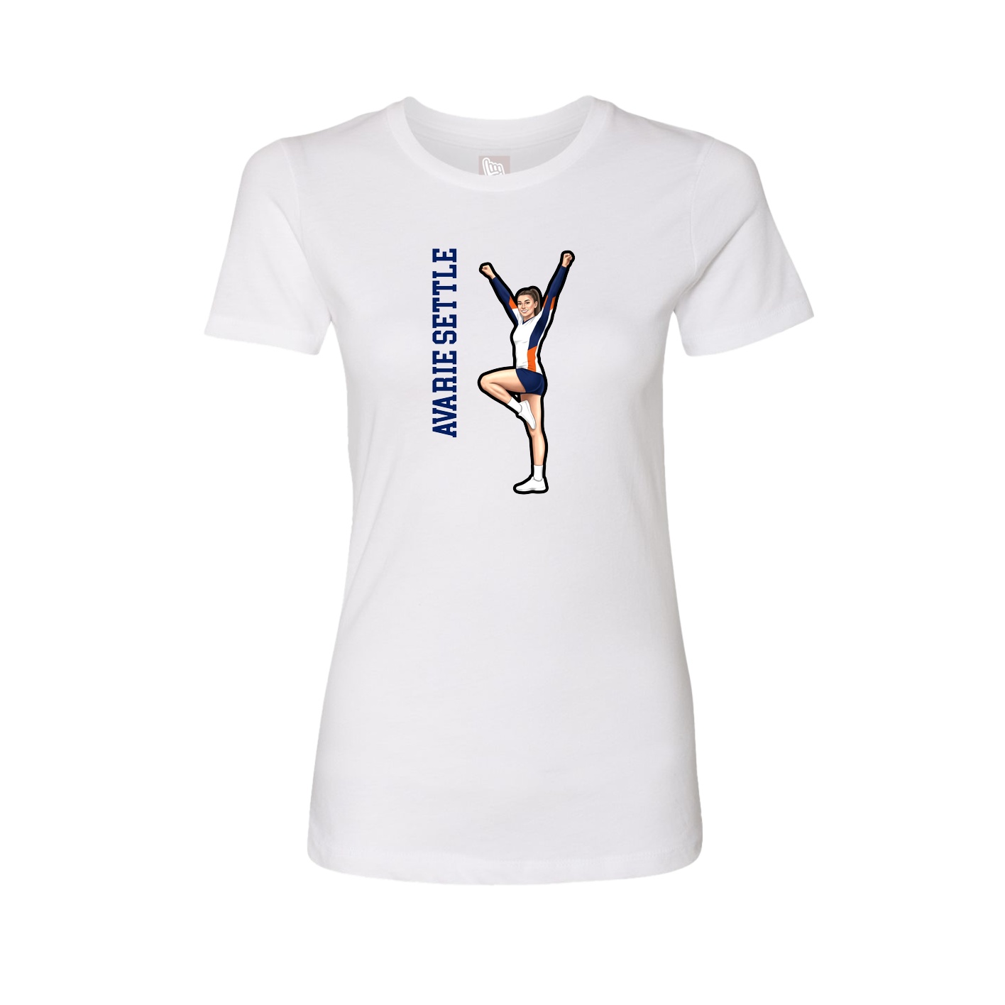 Fitted Women's Tee — Name Vertical in White